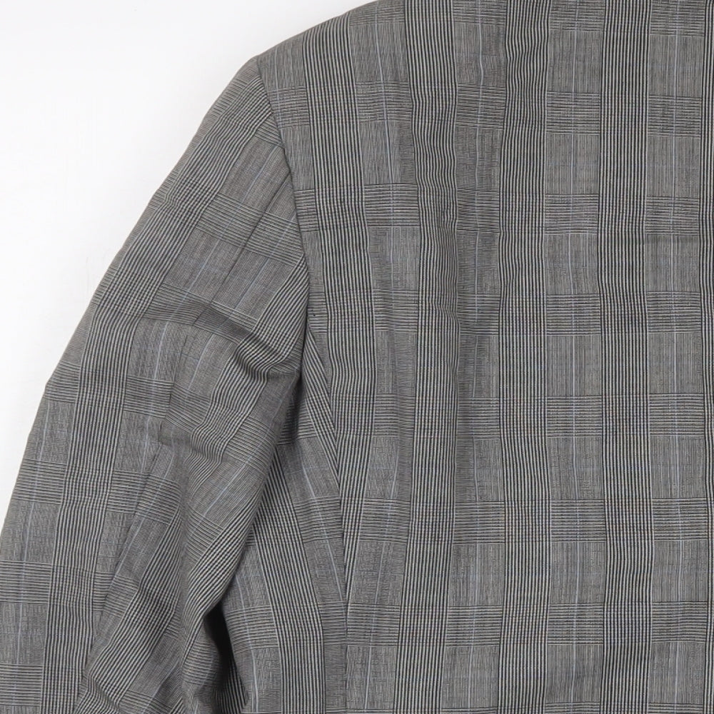 New & Lingwood Mens Grey Plaid Wool Jacket Suit Jacket Size 40 Regular