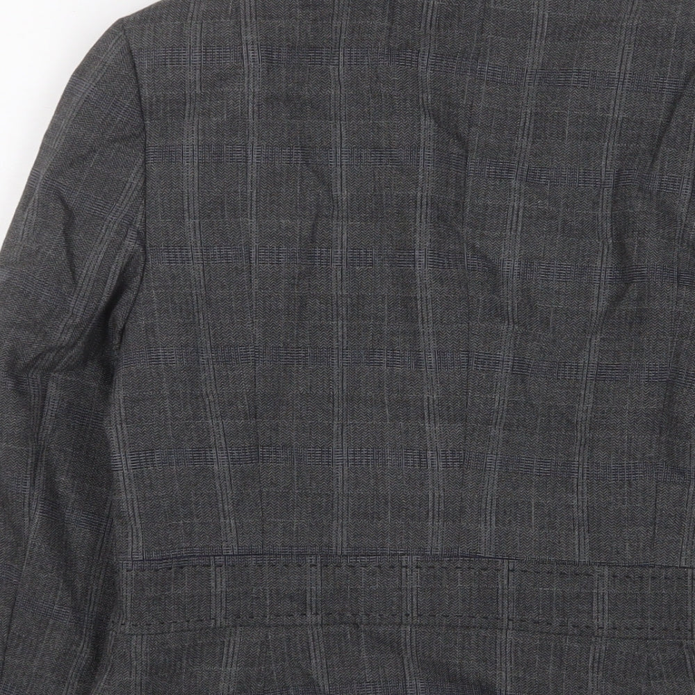 NEXT Womens Grey Plaid Jacket Blazer Size 10 Button