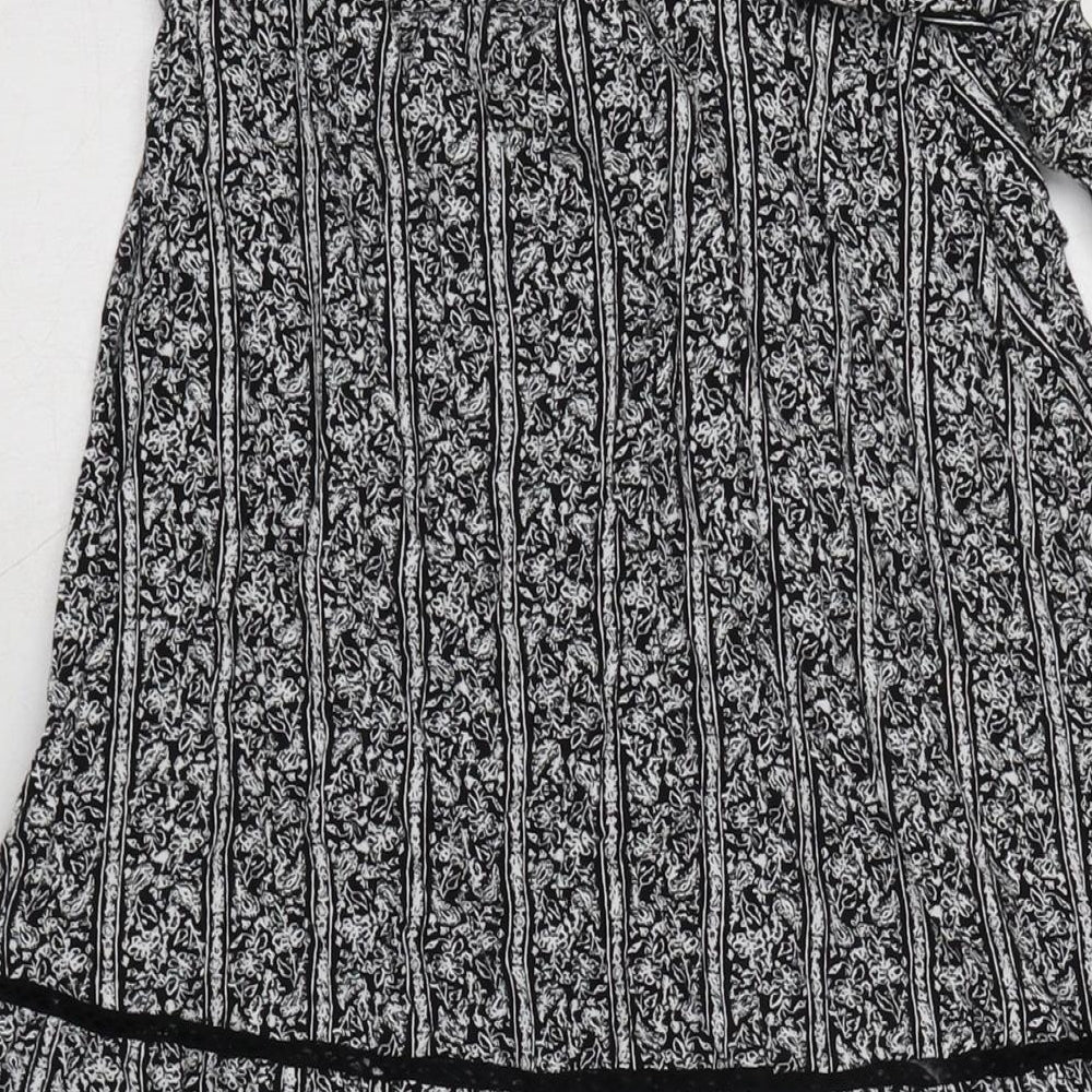 Marks & Spencer Womens Black Polyester Flare Skirt Size 14 Zip