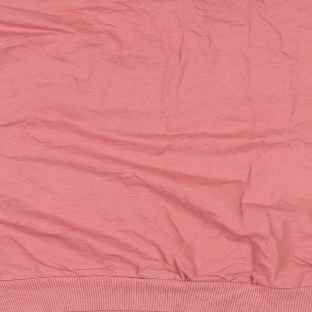 Max Womens Pink Cotton Cropped T-Shirt Size 14 Crew Neck