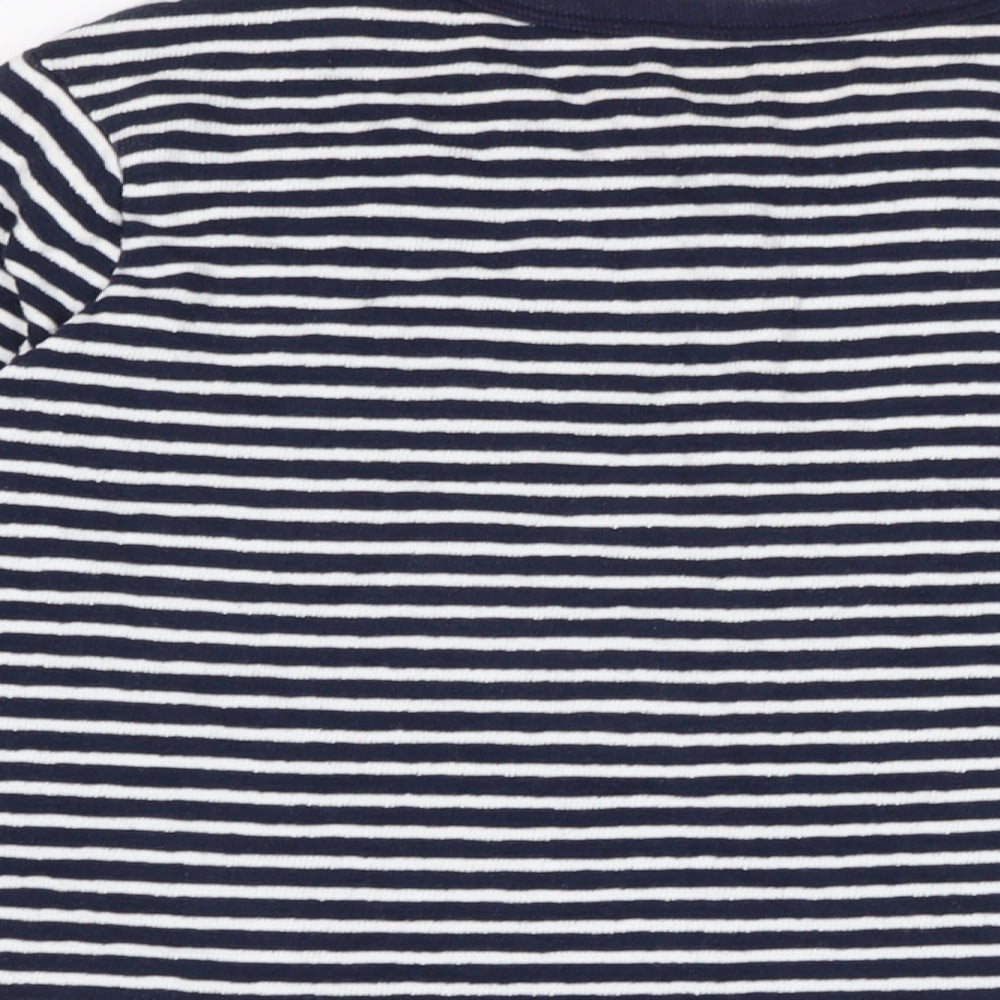 Marks & Spencer Womens Blue Cowl Neck Cotton Henley Jumper Size 14