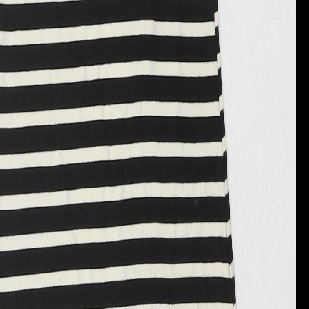 Monteau Womens Black Striped Polyester Bodycon Size S Roll Neck Button