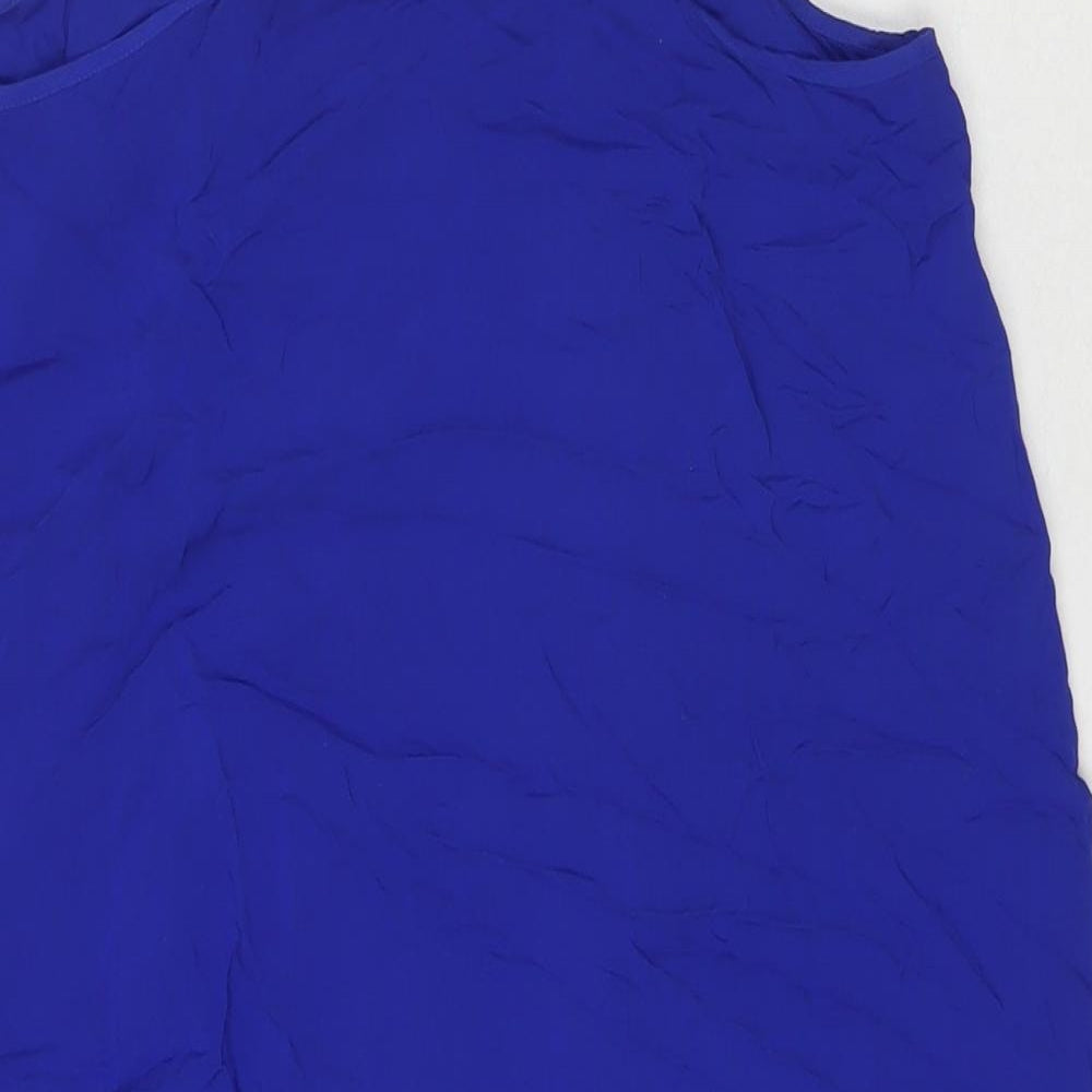 Warehouse Womens Blue Viscose Basic Tank Size 10 V-Neck