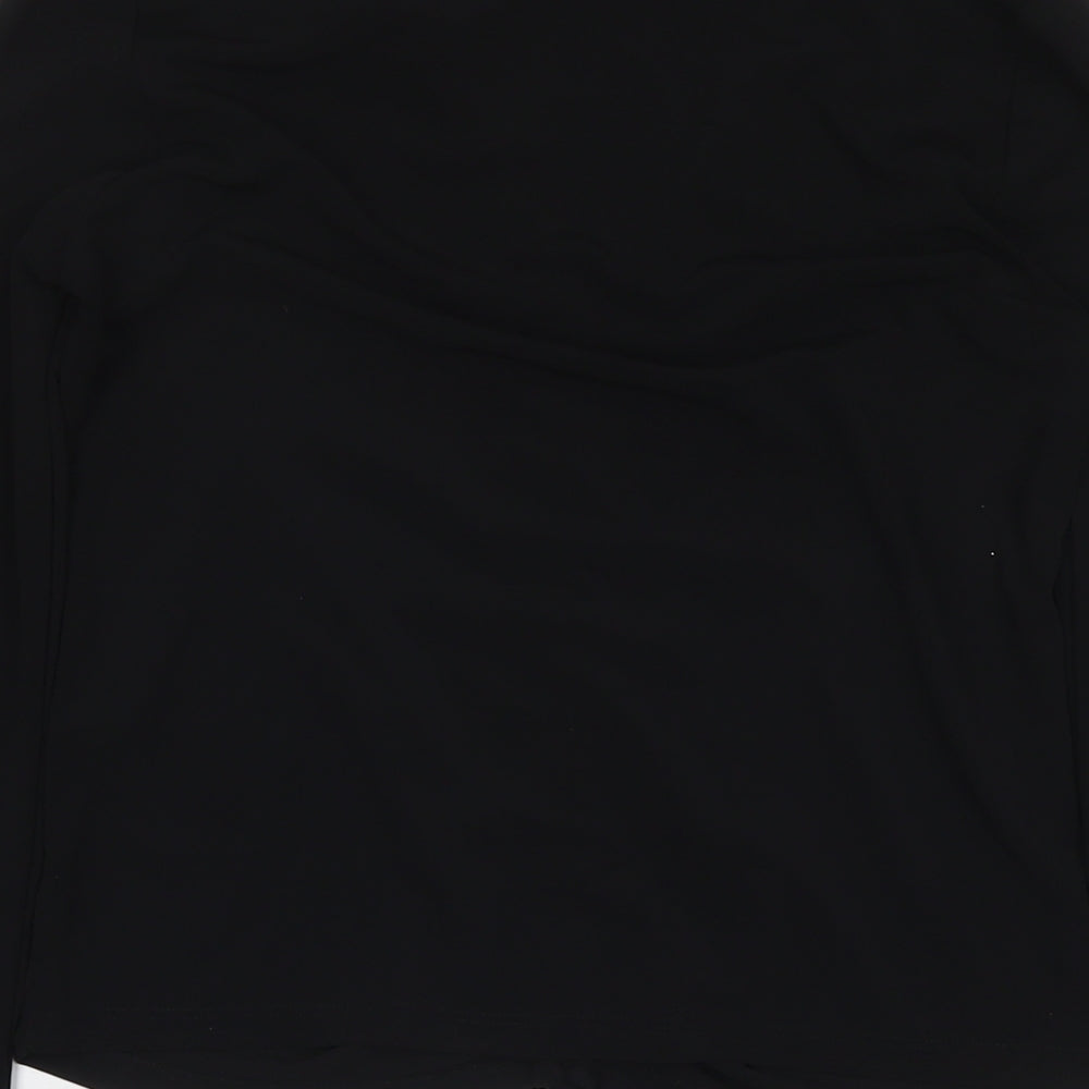Zara Womens Black Polyester Basic Blouse Size S Collared