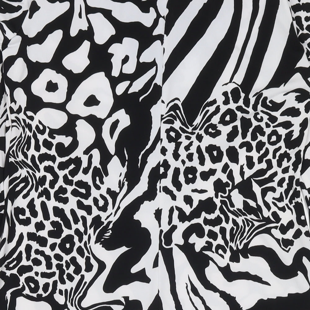 Tiana B Womens Black Animal Print Polyester A-Line Size S V-Neck Pullover