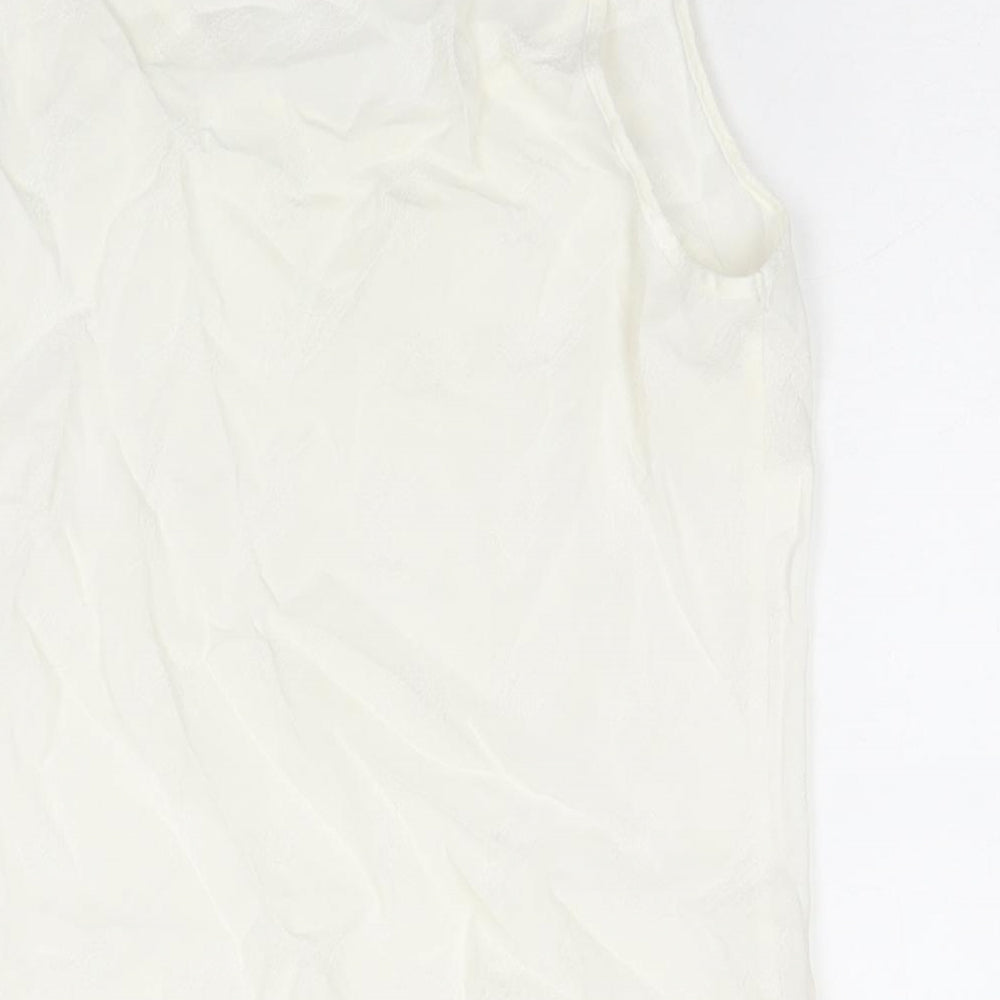 Marks & Spencer Womens White Viscose Basic Blouse Size 10 Round Neck