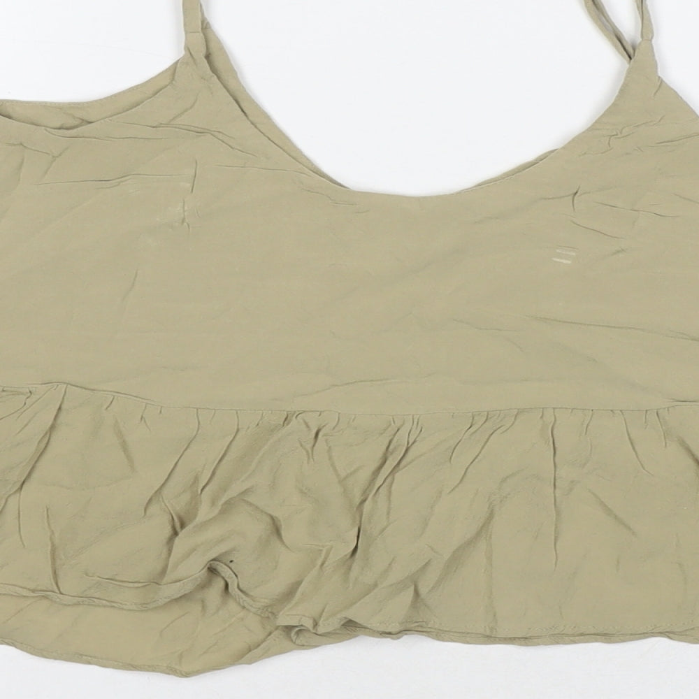 Topshop Womens Brown Viscose Basic Tank Size 6 Scoop Neck