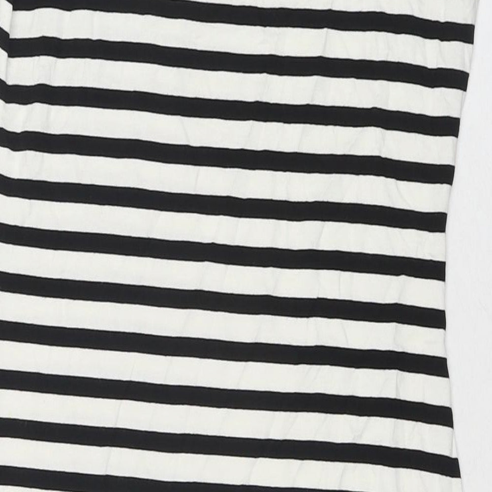 Marks & Spencer Womens White Striped Viscose Bodycon Size 10 Round Neck Pullover