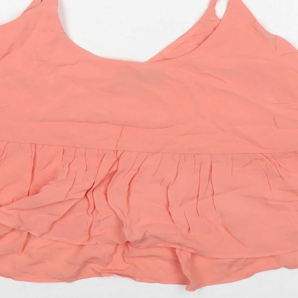 Topshop Womens Orange Viscose Basic Tank Size 4 Round Neck