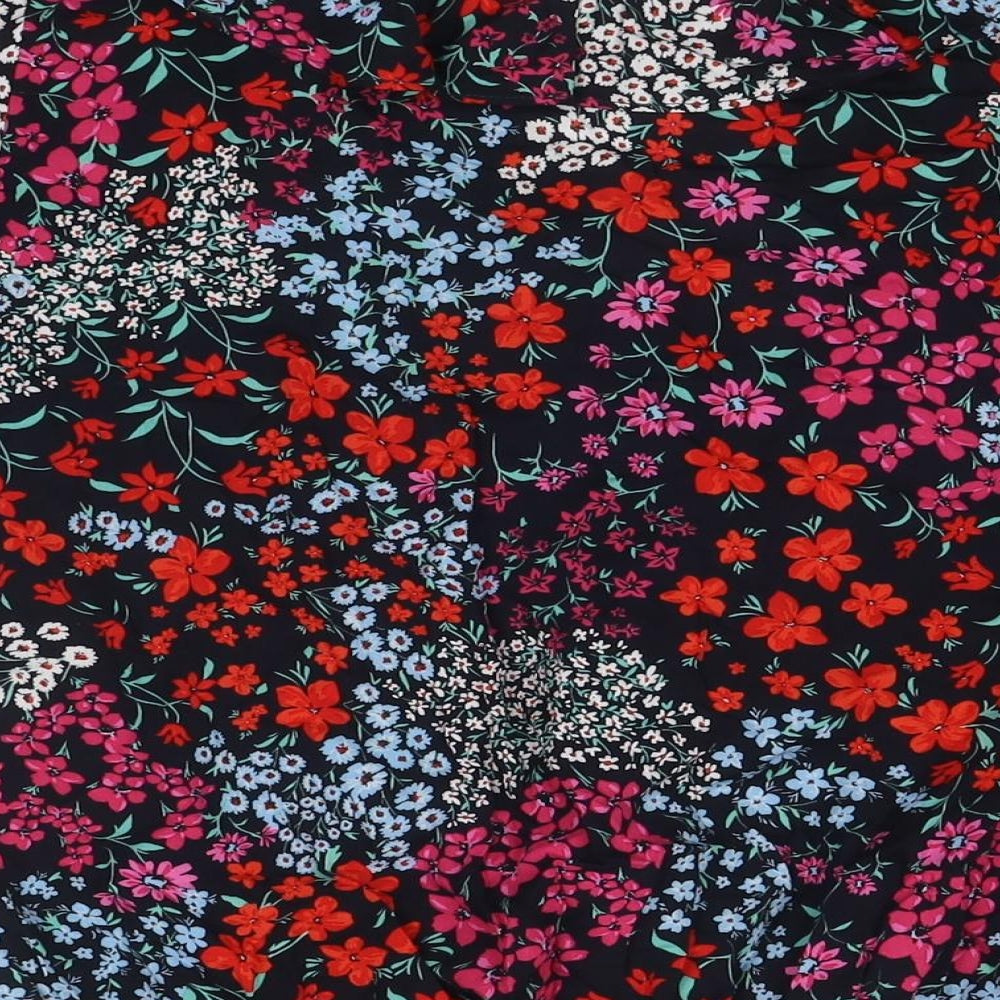 M&Co Womens Multicoloured Floral Viscose Basic Blouse Size 10 V-Neck