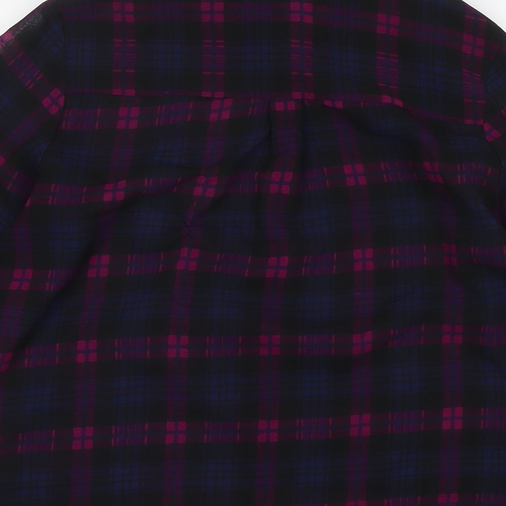 PRETTYLITTLETHING Womens Blue Check Polyester Basic Button-Up Size 8 Collared