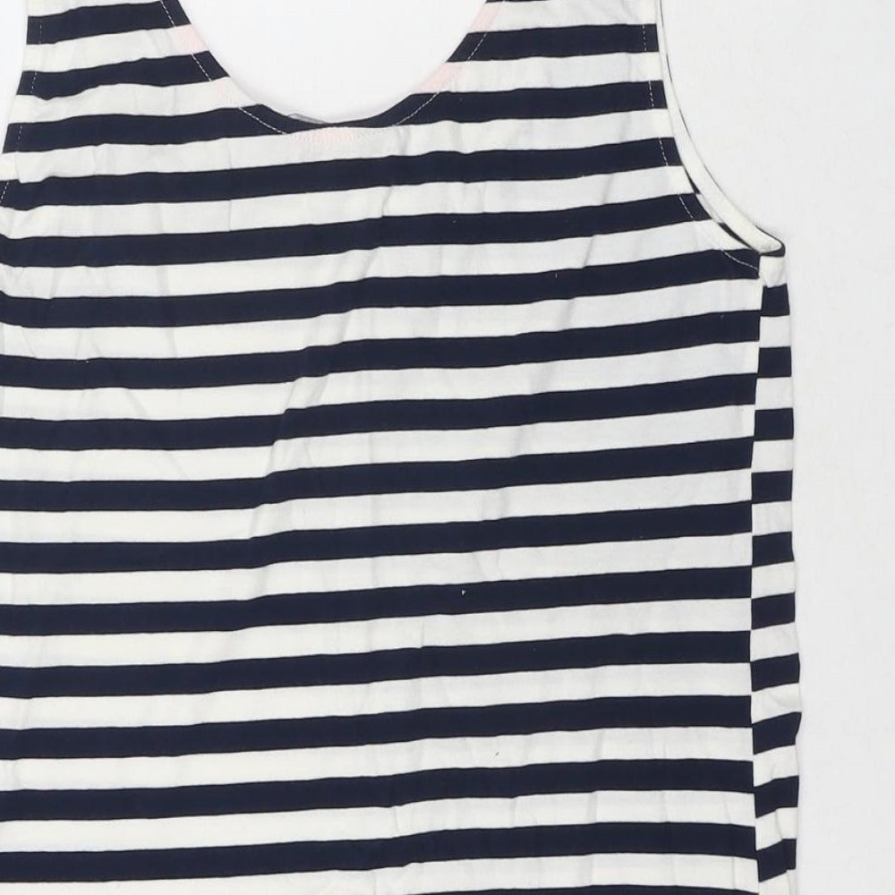Dorothy Perkins Womens Blue Striped Cotton Basic Tank Size 12 Round Neck