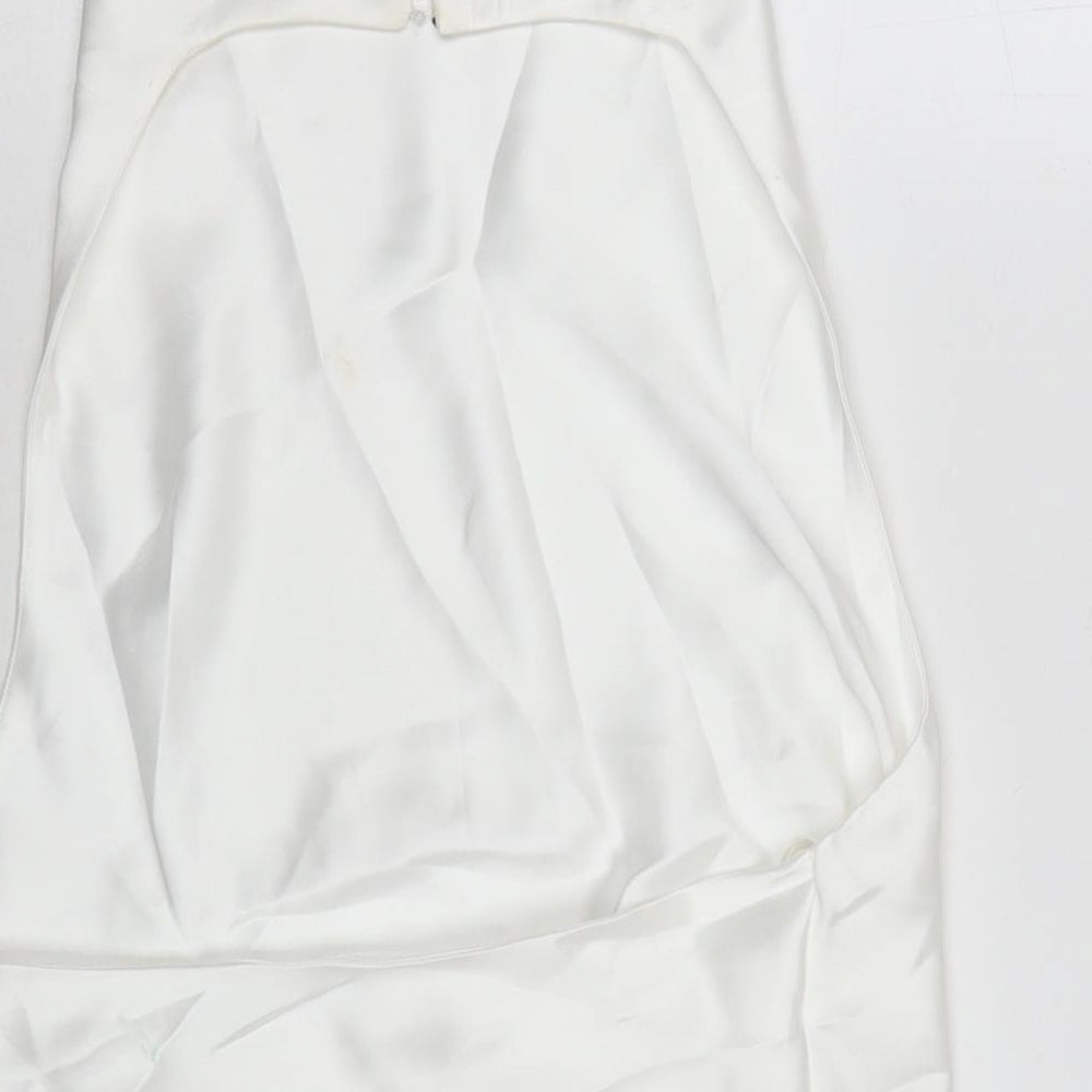 Zara Womens White Polyester Basic Tank Size S Cowl Neck
