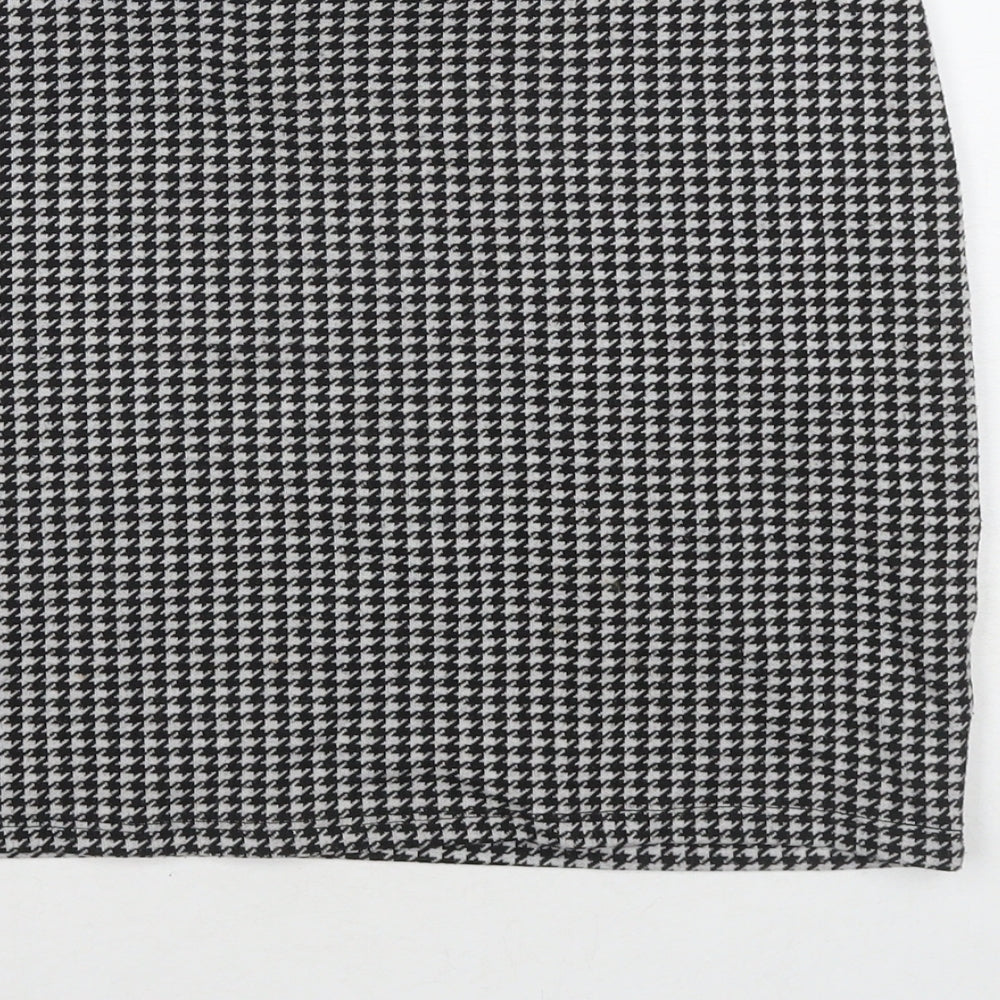 New Look Womens Black Herringbone Polyester Mini Skirt Size 10