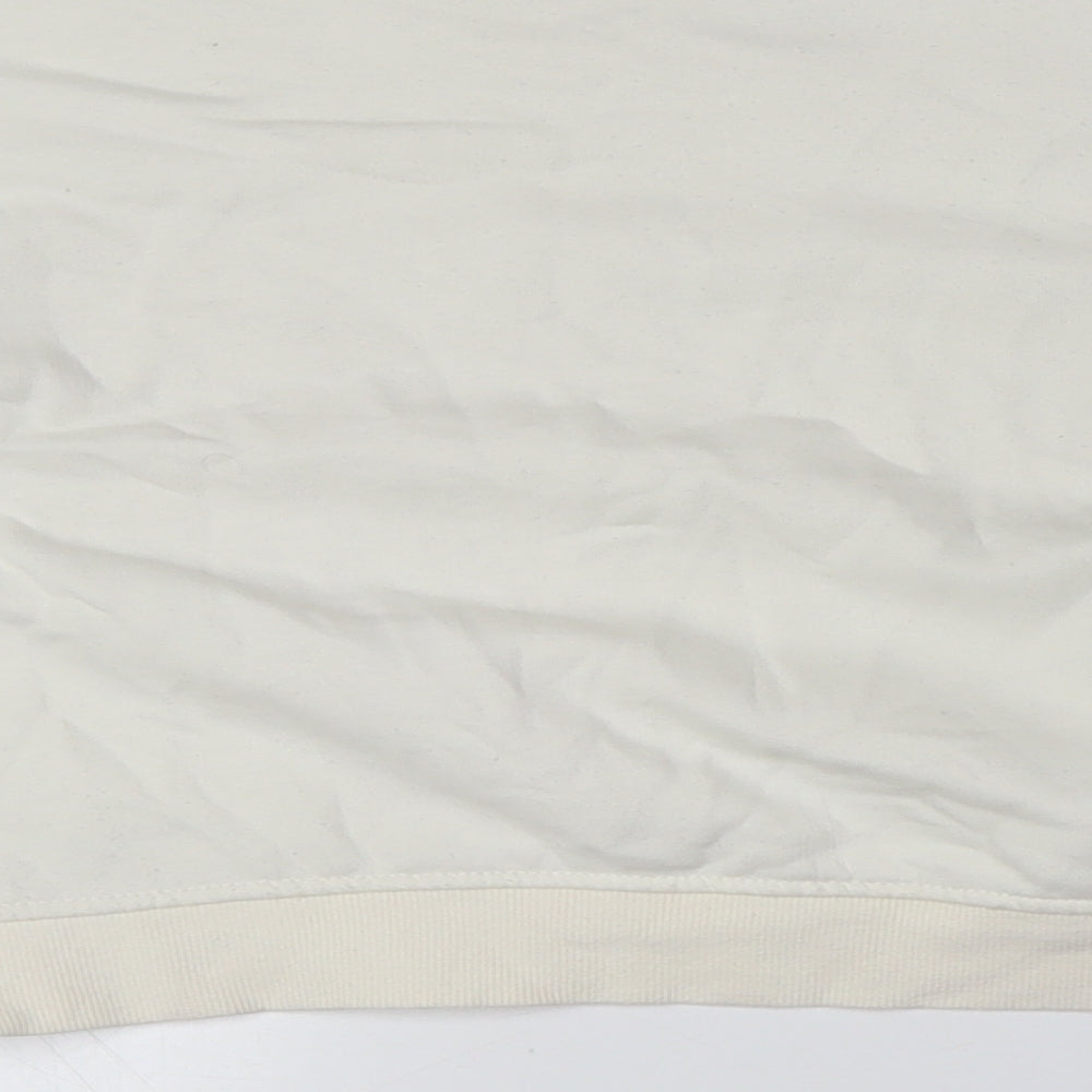 Zara Womens Ivory Cotton Pullover Sweatshirt Size M