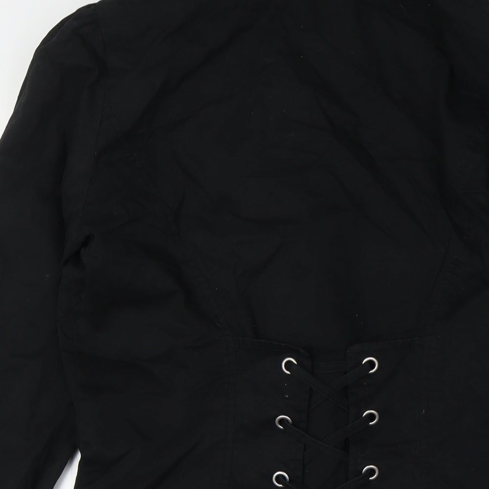 Melrose Womens Black Overcoat Coat Size 8 Button - Lace Up Back
