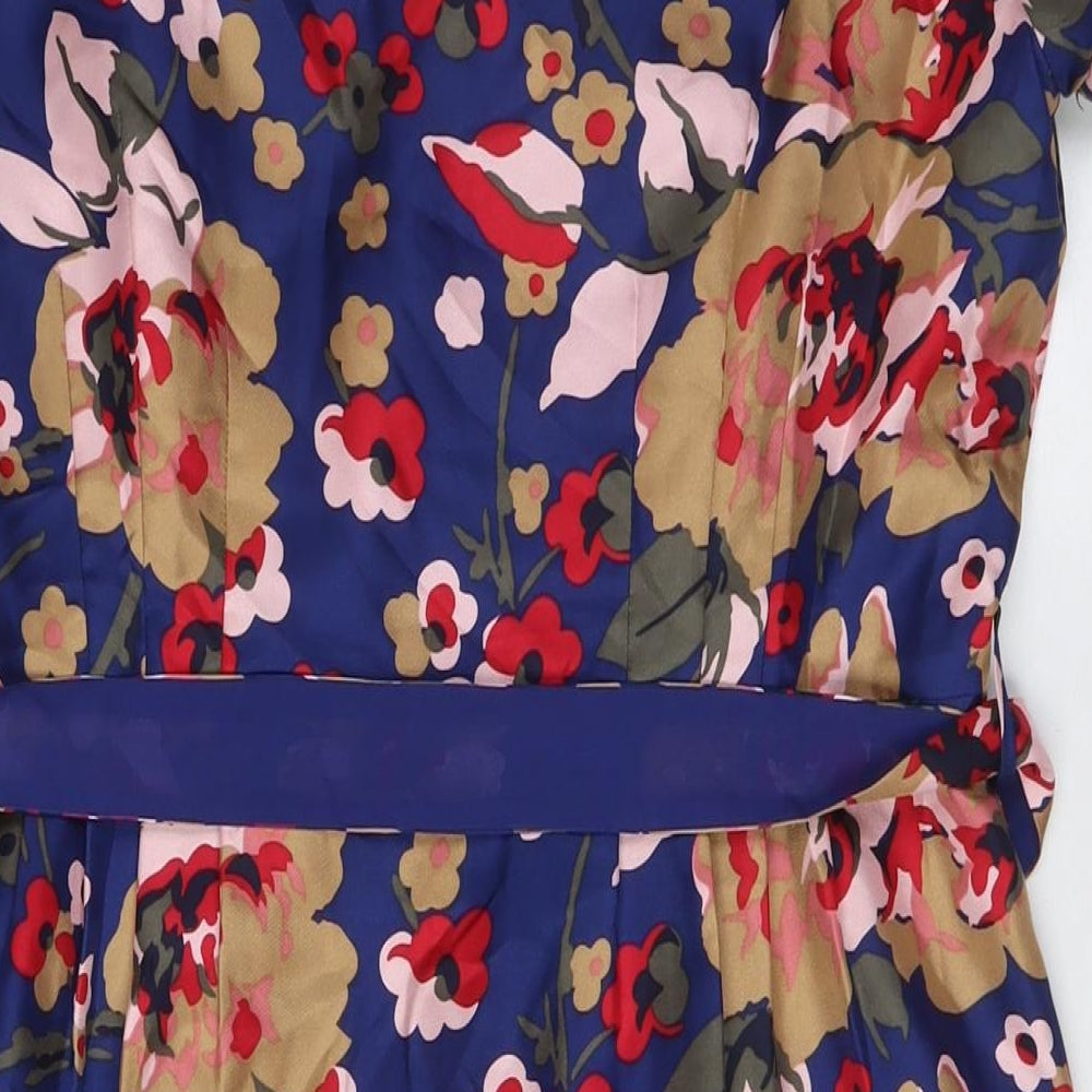 NW3 Womens Multicoloured Floral Silk A-Line Size 16 V-Neck