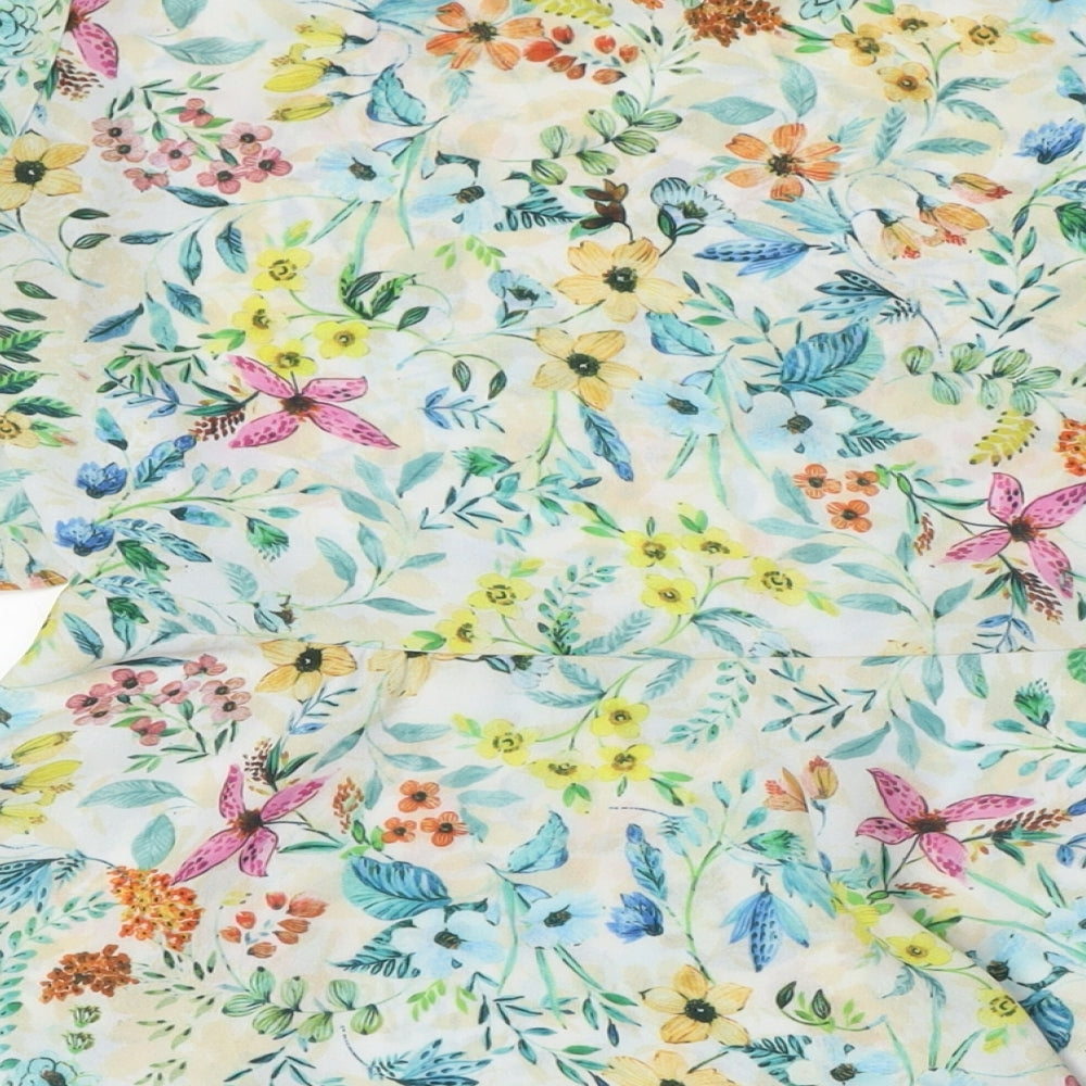 Koton Womens Multicoloured Floral Polyester Basic Button-Up Size 8 Round Neck