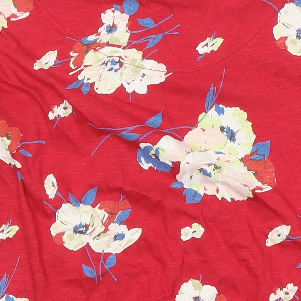 NEXT Womens Multicoloured Floral 100% Cotton Jersey Blouse Size 10 Boat Neck - Elasticated hem