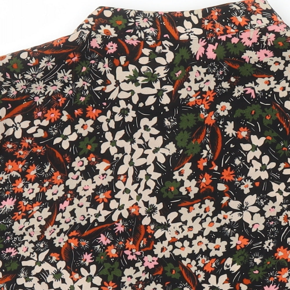 Topshop Womens Multicoloured Floral Polyester Cropped Blouse Size 8 Crew Neck