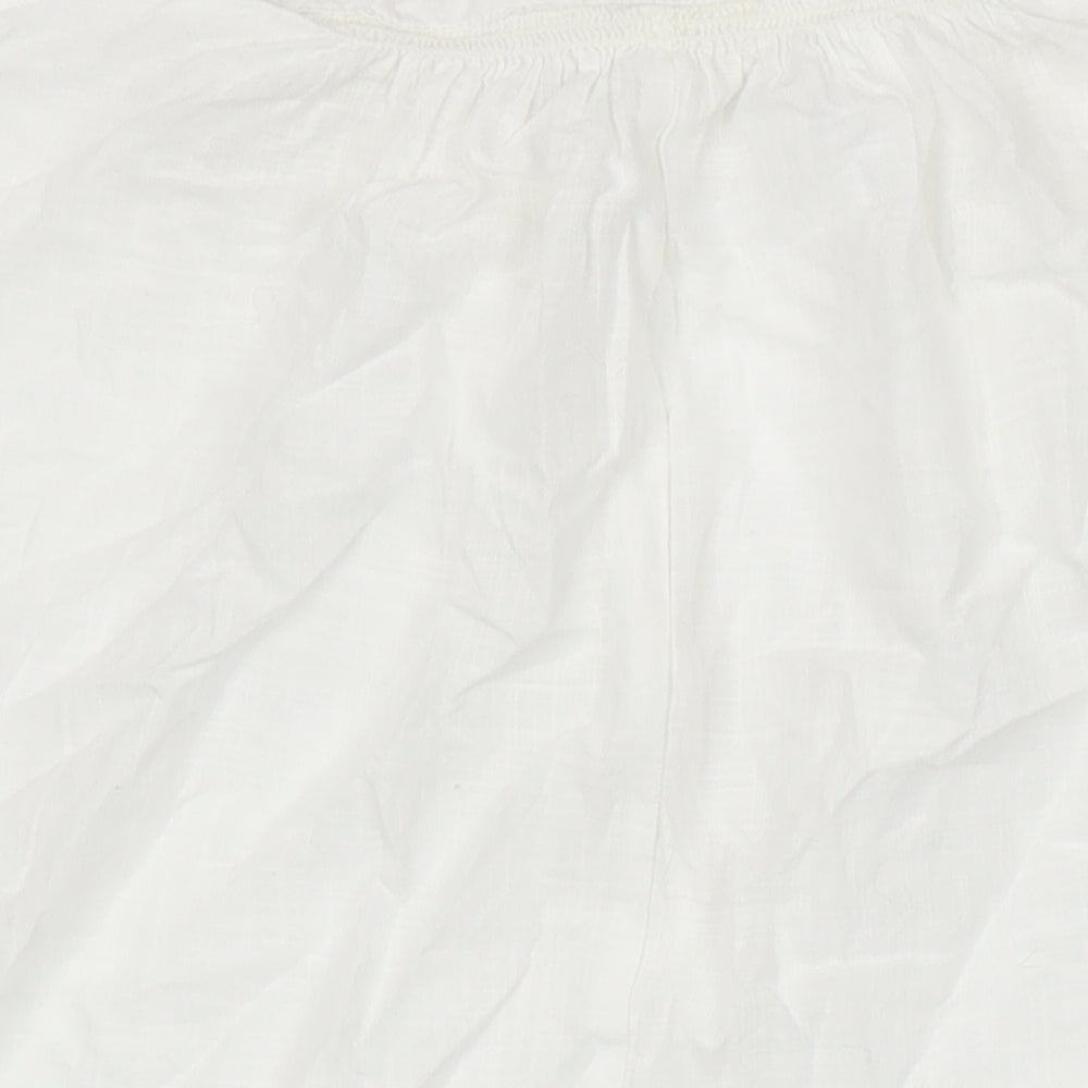 H&M Womens White 100% Cotton Tunic Blouse Size M V-Neck