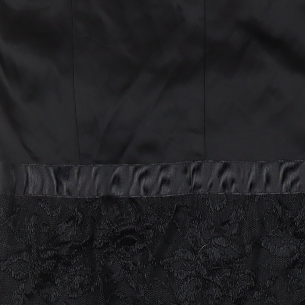 Oasis Womens Black Acetate A-Line Size 16 Off the Shoulder