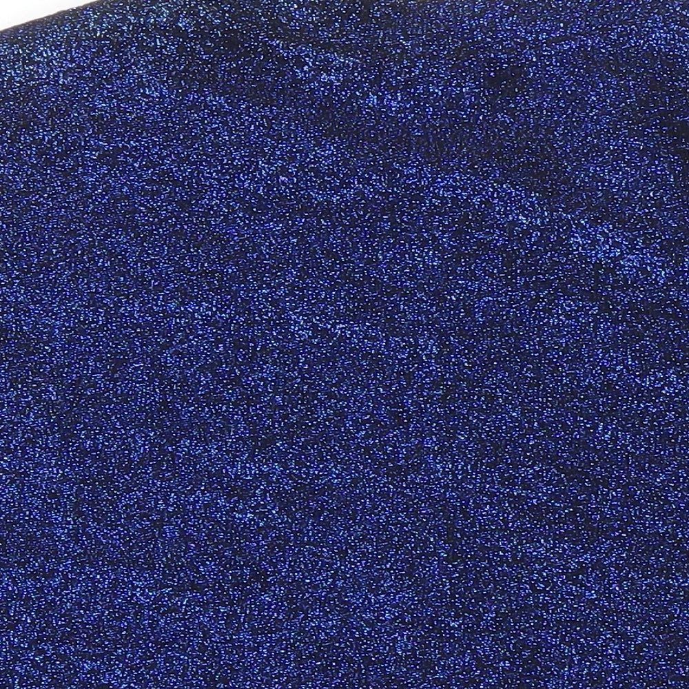 Sparkle & Fade Womens Blue Polyester Cropped T-Shirt Size S Roll Neck - Glitter Effect