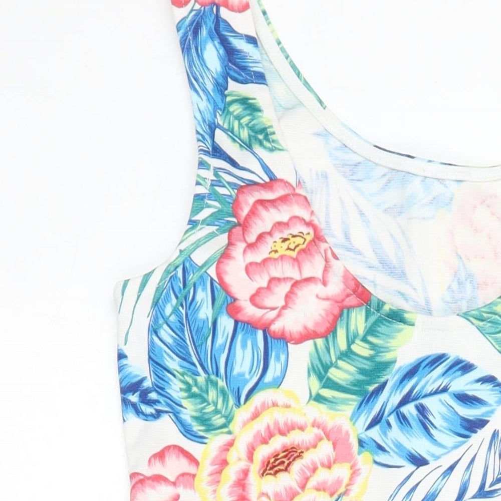 H&M Womens Multicoloured Floral Polyester Fit & Flare Size 6 Boat Neck
