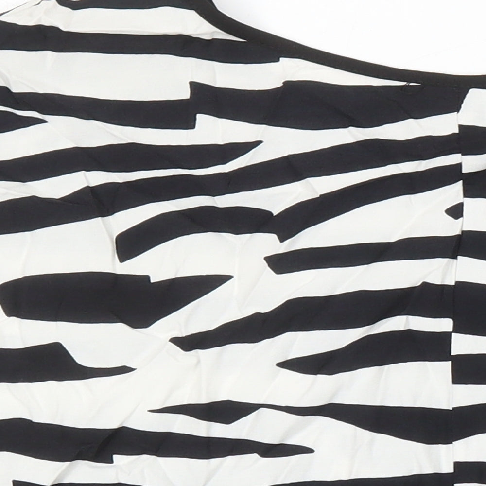 Dorothy Perkins Womens Multicoloured Animal Print Viscose Tunic Blouse Size 6 Boat Neck