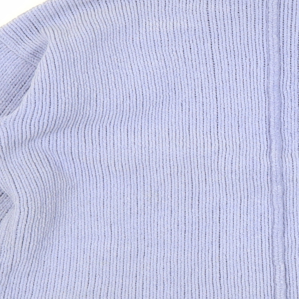 Marks & Spencer Womens Blue Mock Neck Polyester Pullover Jumper Size M