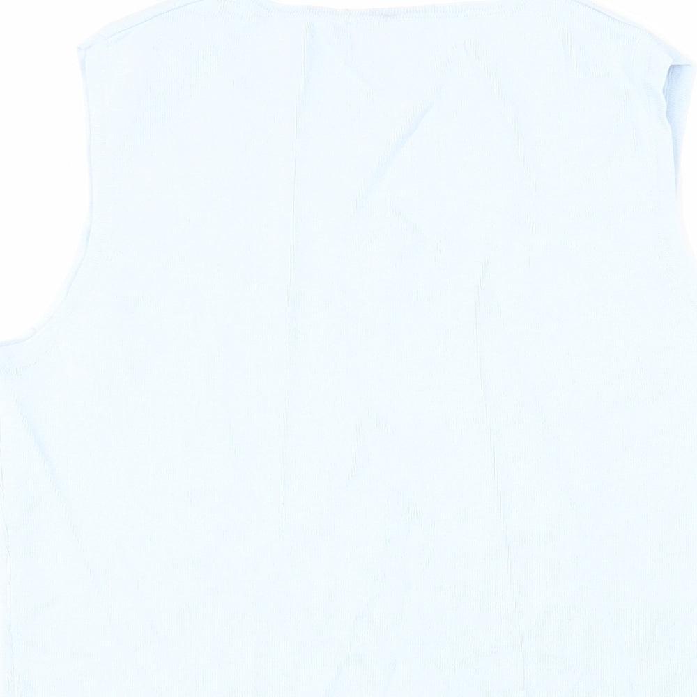 AMARANTO Womens Blue Viscose Basic Blouse Size 14 Crew Neck