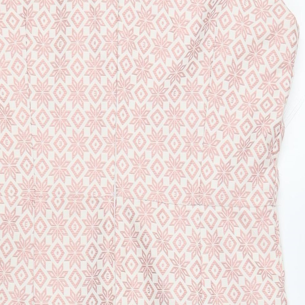 Collection London Womens Pink Geometric Polyester Pencil Dress Size 14 V-Neck Zip