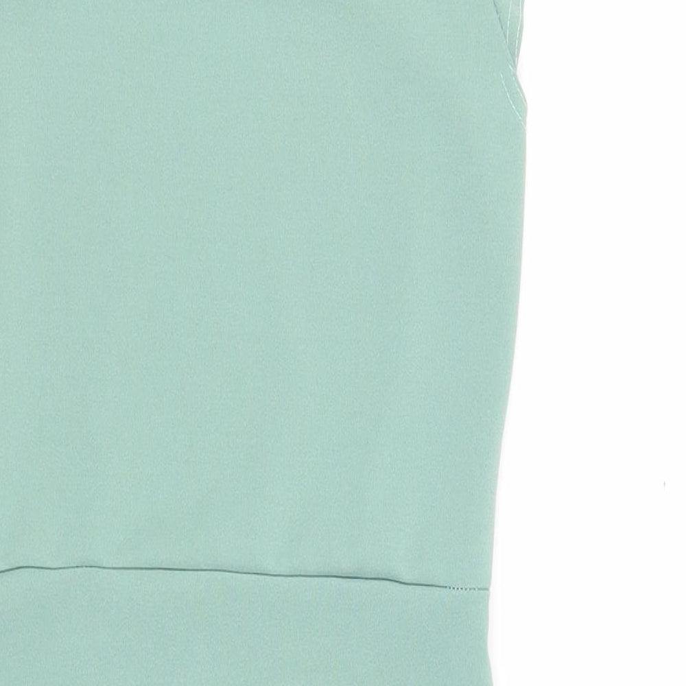 I SAW IT FIRST Womens Green Polyester Mini Size 10 Mock Neck Button - Cut Out Detail