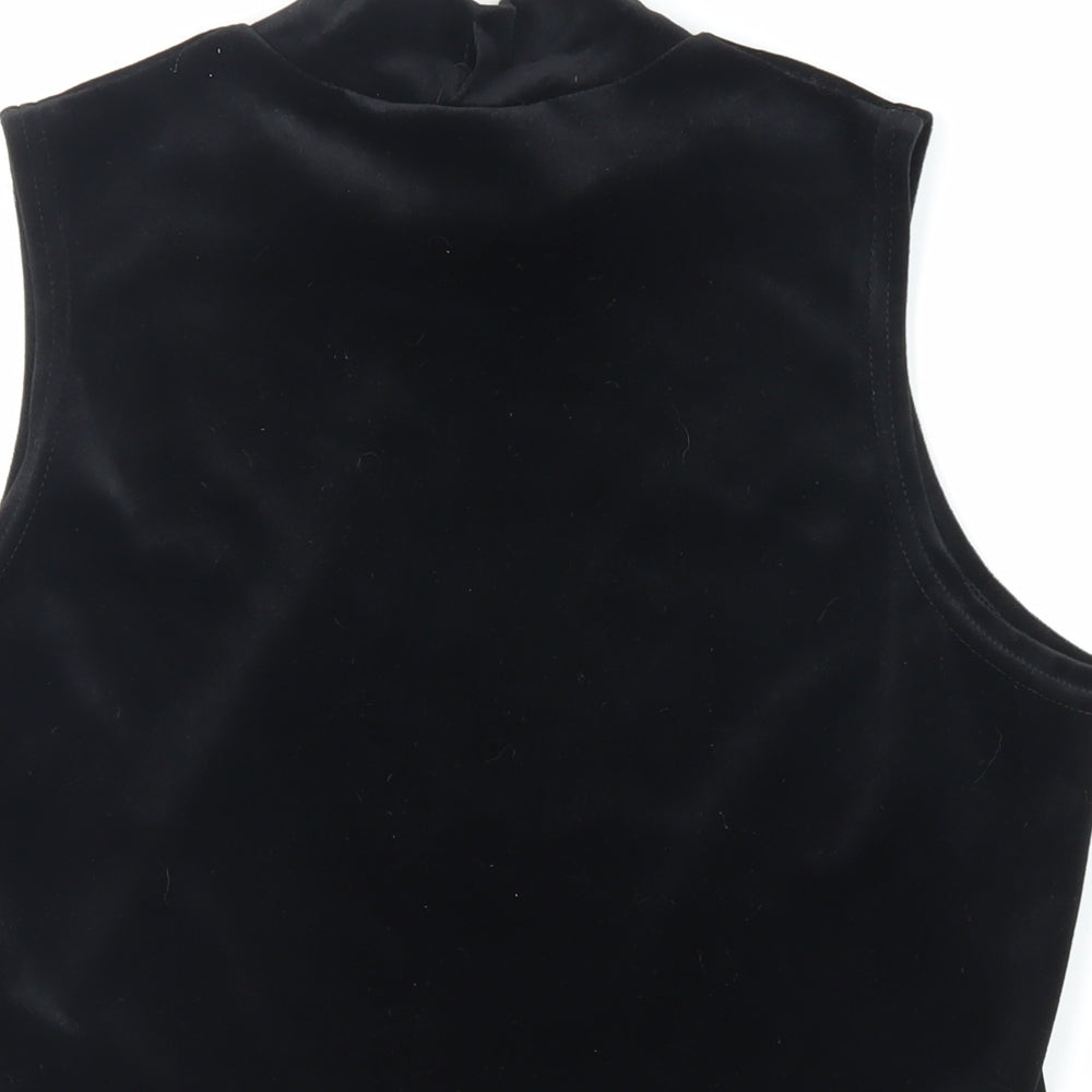 Classic Womens Black Polyester Basic Blouse Size 16 Mock Neck