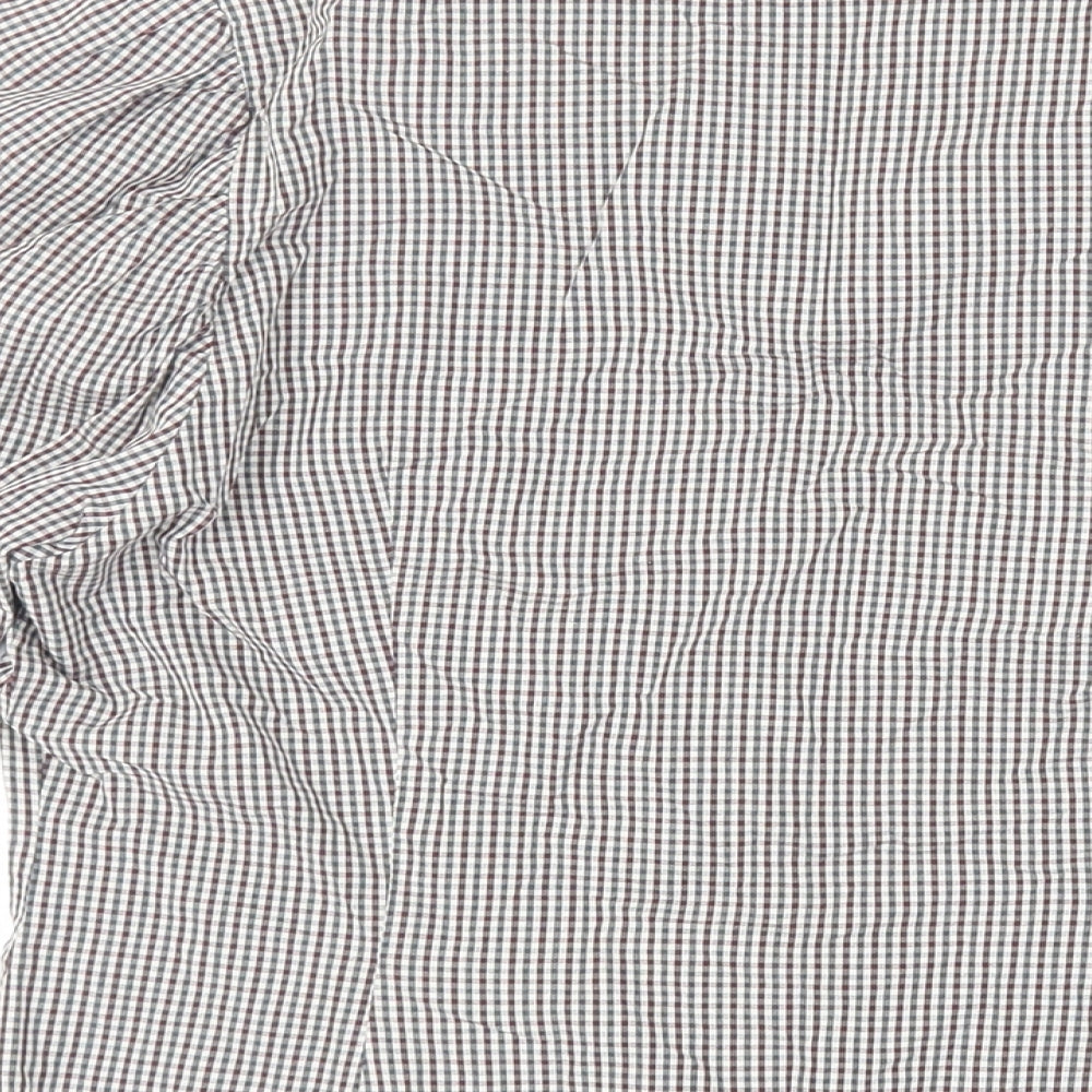 Zara Womens Red Check Cotton Basic Button-Up Size M Collared