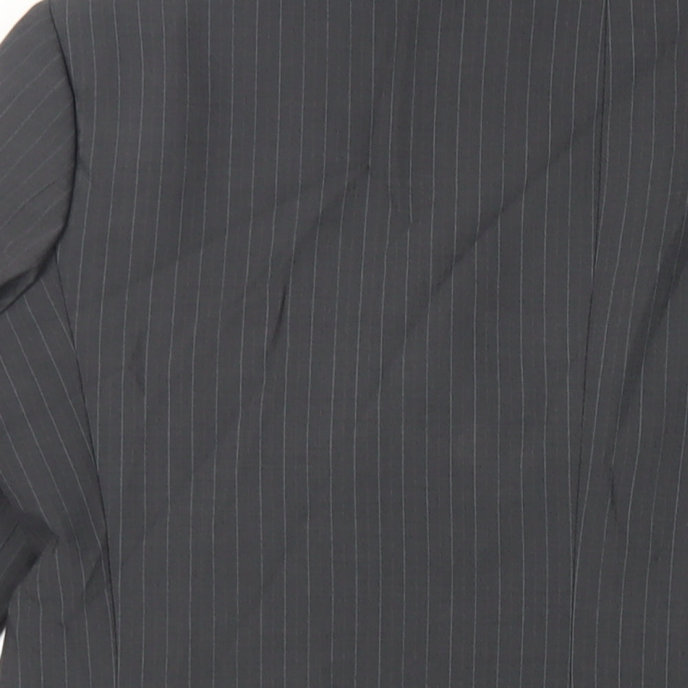 Marks & Spencer Mens Grey Striped Polyester Jacket Suit Jacket Size 40 Regular