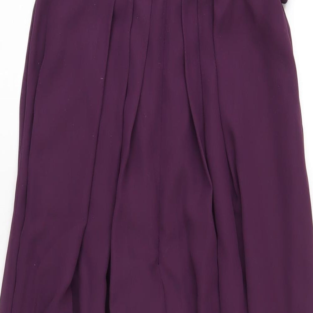 WED2B Womens Purple Polyester Maxi Size 8 One Shoulder Zip
