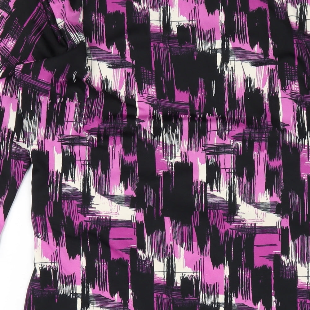 M&Co Womens Purple Geometric Polyester A-Line Size 12 Round Neck Pullover