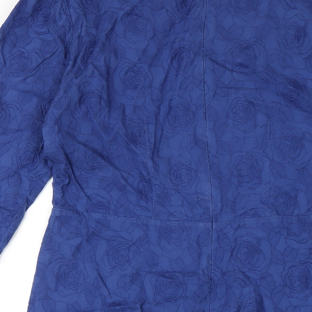 Dickins & Jones Womens Blue Cotton A-Line Size 12 Round Neck Zip
