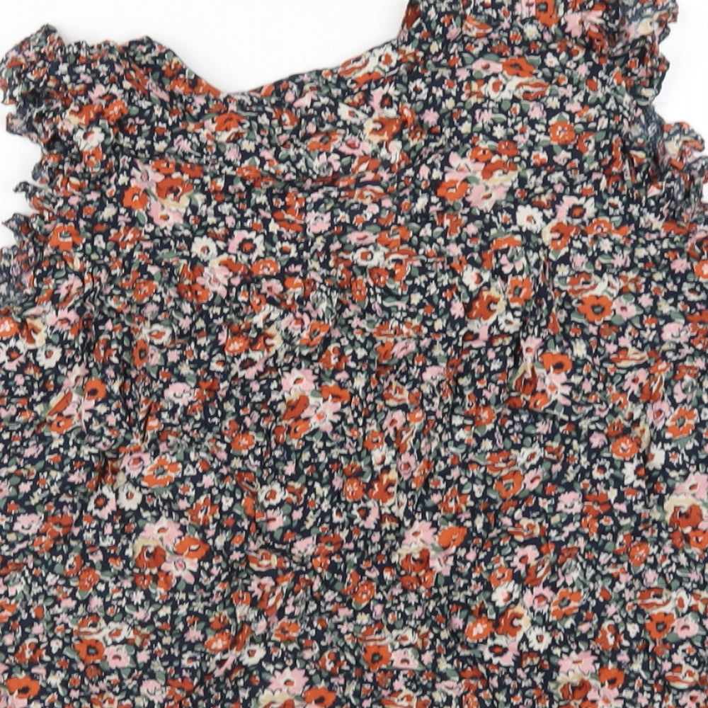 NEXT Womens Multicoloured Floral Modal Basic T-Shirt Size 10 V-Neck