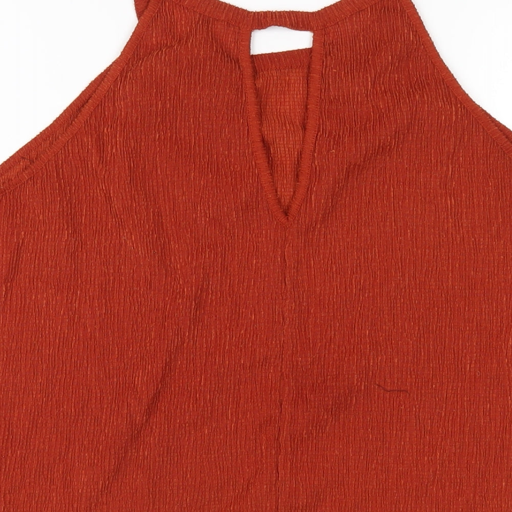 River Island Womens Orange Polyester Basic T-Shirt Size 10 Round Neck