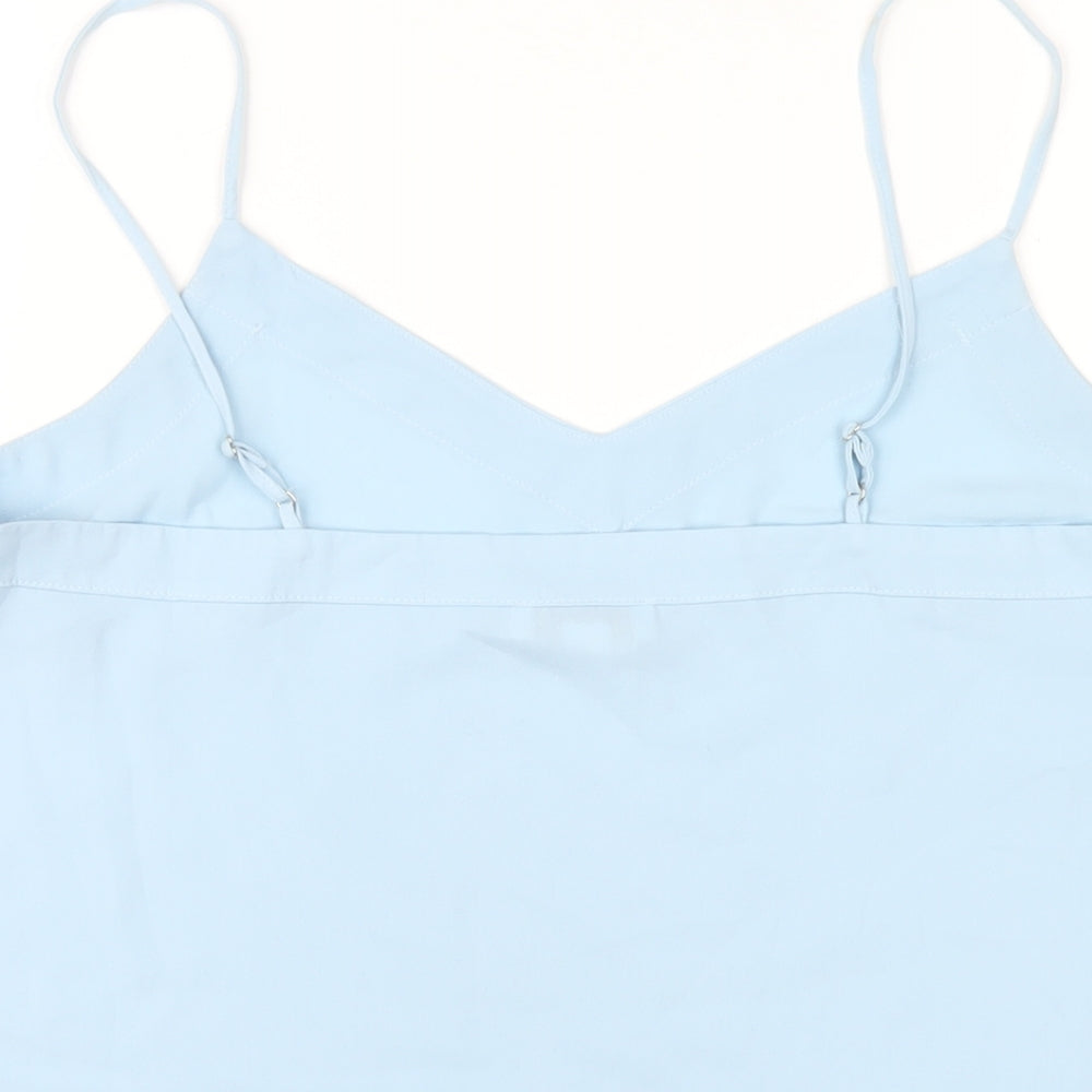 Topshop Womens Blue Polyester Camisole T-Shirt Size 12 V-Neck