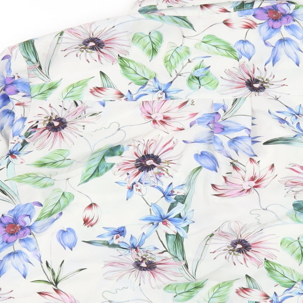 H&M Womens Multicoloured Floral Polyester Basic Button-Up Size 6 Collared