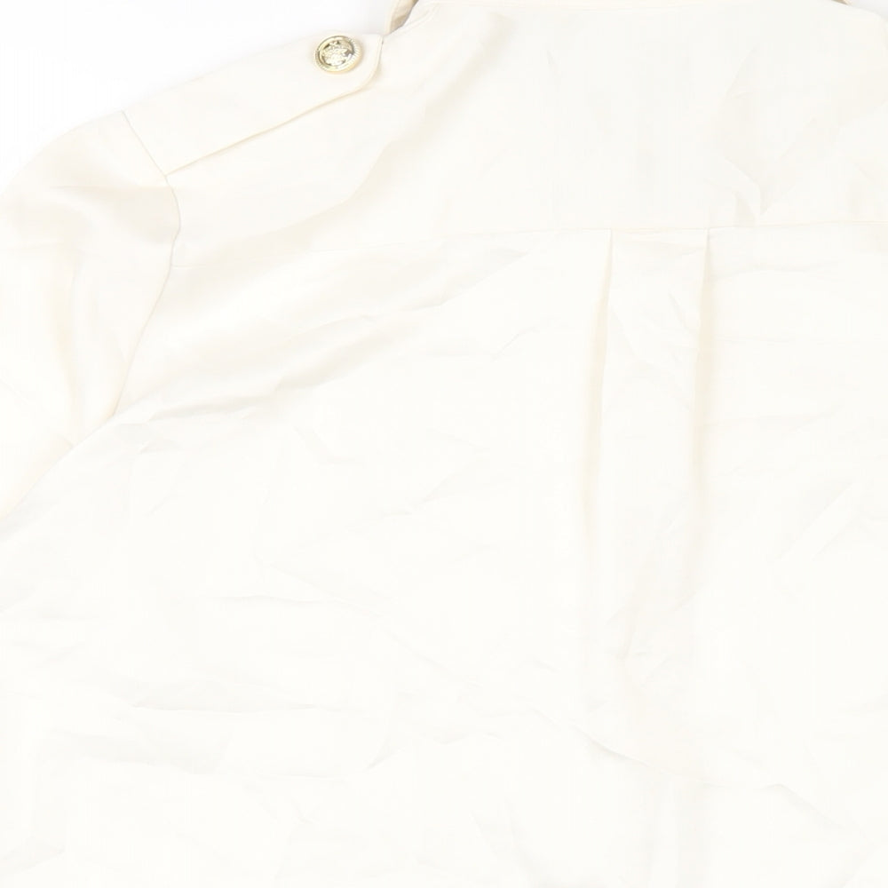 River Island Womens Ivory Polyester Basic Button-Up Size 6 Collared