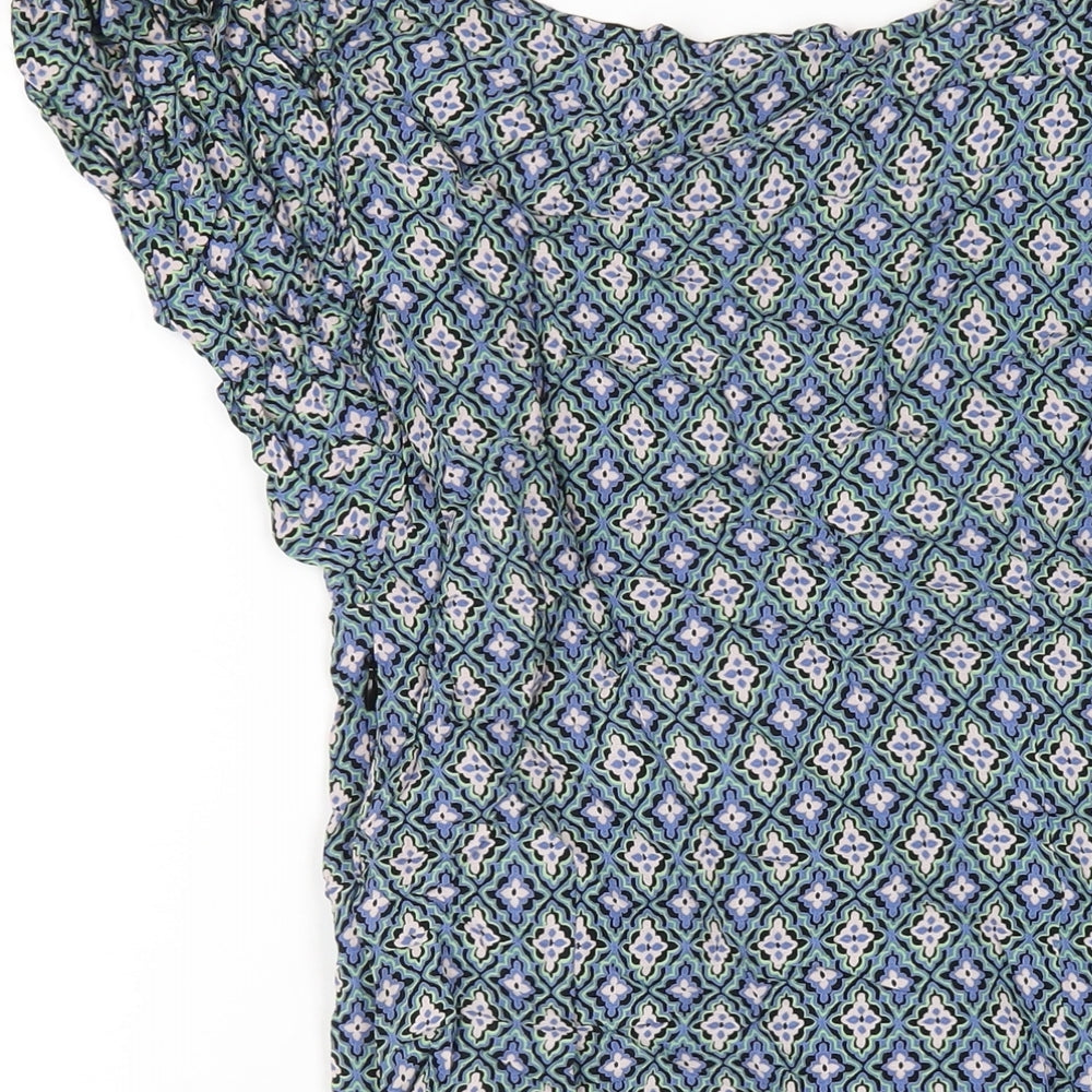 Monsoon Womens Multicoloured Geometric Viscose A-Line Size 10 Round Neck Zip