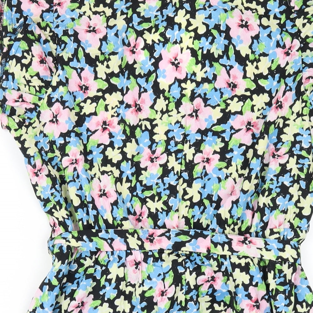 New Look Womens Multicoloured Floral Polyester A-Line Size 12 V-Neck Pullover
