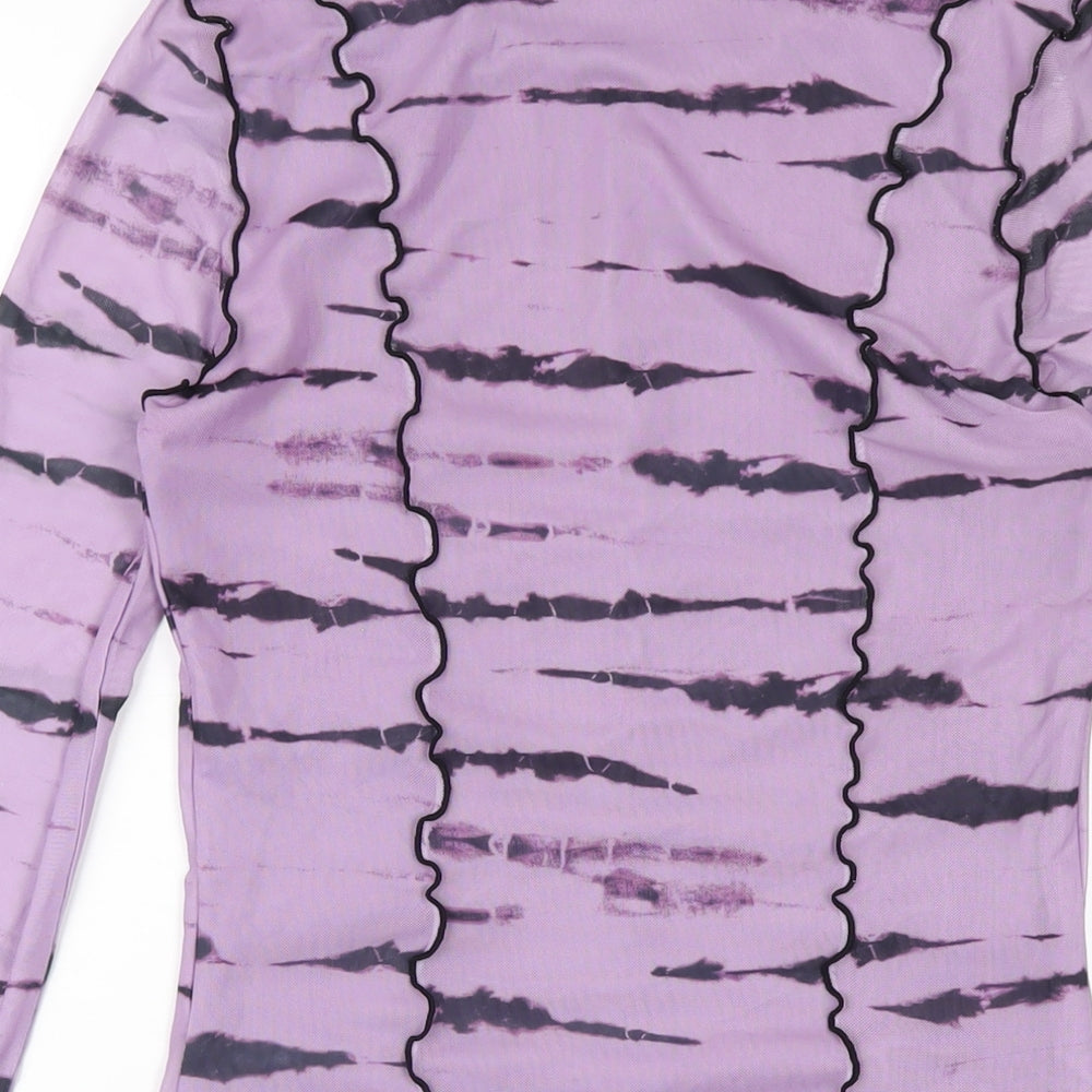H&M Womens Purple Geometric Polyester Bodycon Size M Round Neck Pullover