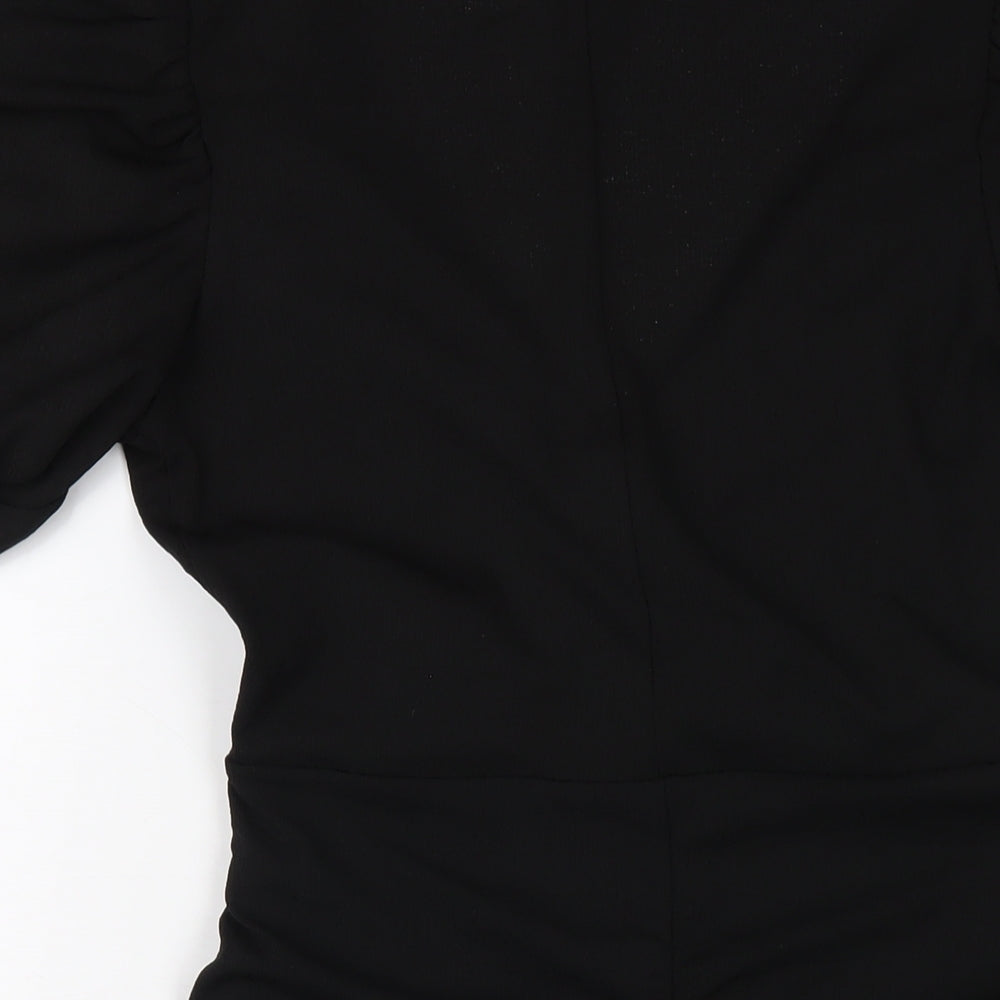 H&M Womens Black Polyester Bodycon Size M V-Neck Pullover