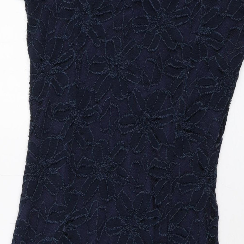 Apricot Womens Blue Cotton Sheath Size 10 V-Neck Pullover