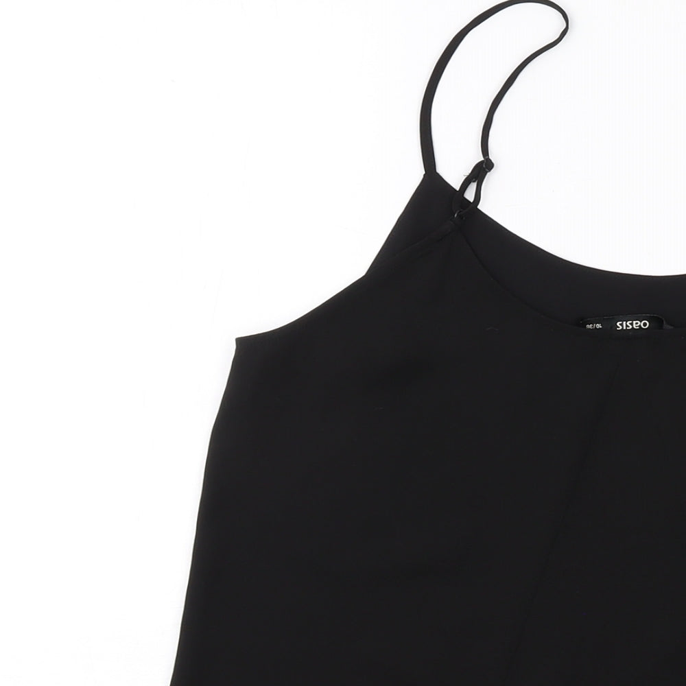 Oasis Womens Black Polyester Basic Tank Size 10 Round Neck